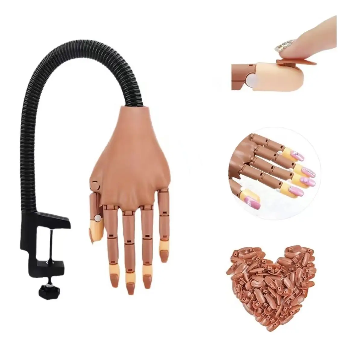 Professional Manicure Practice Hand, Practice Hand Model with False Nails. Manicure Tool for Home & Salon Use, DIY Manicure Supplies, Nail Art Practice Tools, Beginner-Friendly