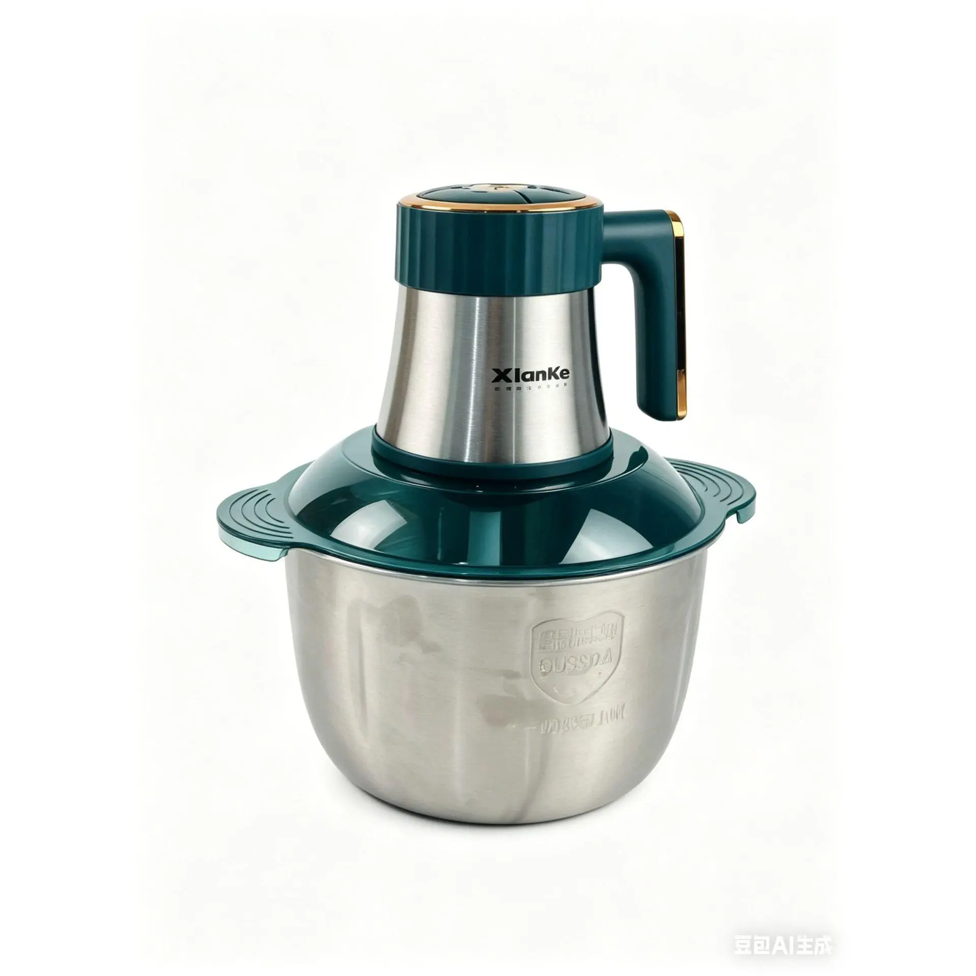 Household Rustproof Stainless Steel Food Processor - 18x18x26 cm Large Bowl, Automatic Multifunctional, Space-Saving, Washable, Secure Plastic Components, Detachable Blades, Safety Lock, Family Use Mincer Tool Meat Grinder, Mini Chopper, 5-8 People
