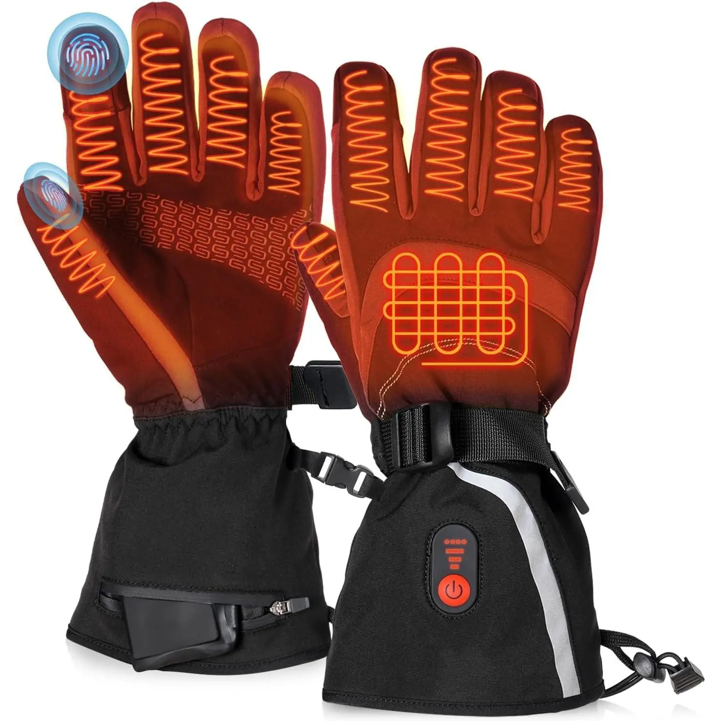 Heated Gloves for Men Women, Rechargeable Electric Gloves with Battery (3000mAh x 2) 15s FlashHeat Technology, Waterproof Touchscreen for Winter Ski Hunting Driving Camping
