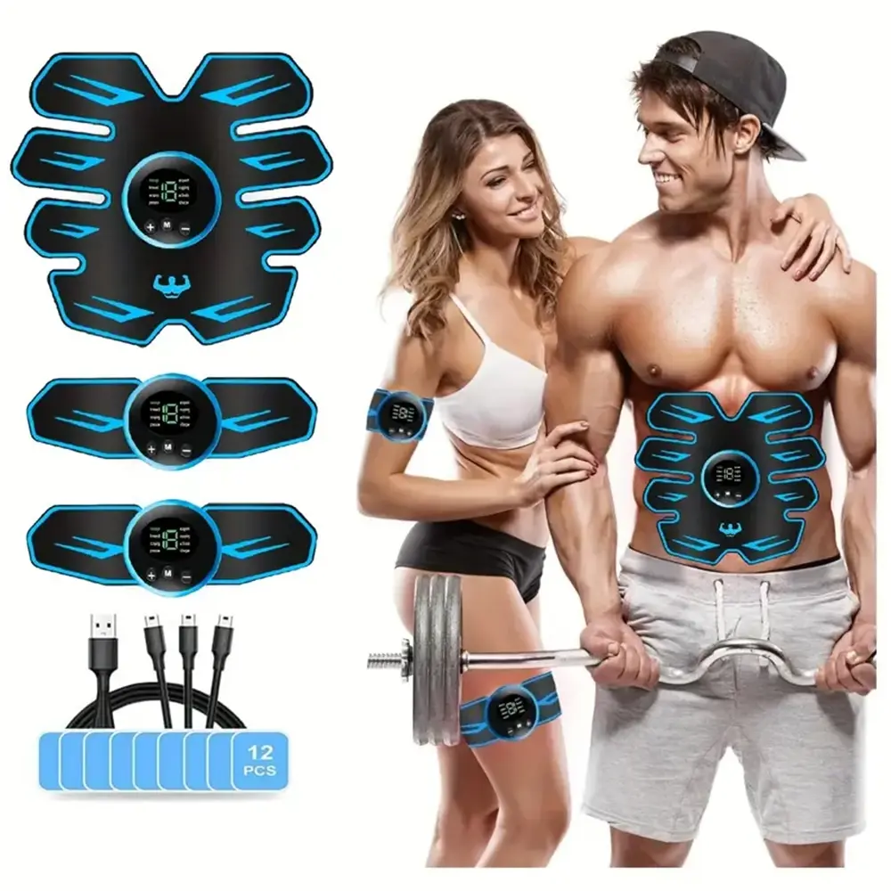 ABS Stimulator，Smart Gym System Ab Trainer Core Trainer Multi-Part Massage Home Gym Essential for Abdominal Arm Hip Muscle Strength Training- Muscle Stimulator Lazy Fitness-30-Day Abs Challenge