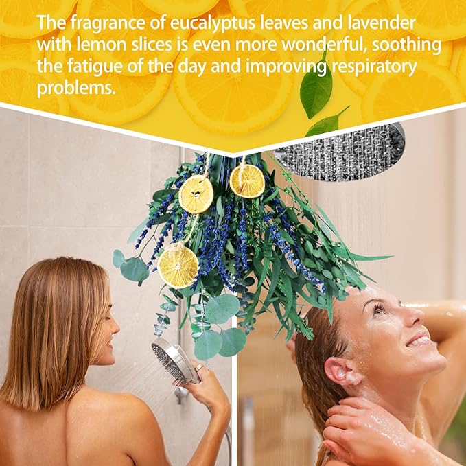 5 Kinds Mix Dried Eucalyptus & Lavender Bundle for Shower, 15''-17'' Fresh Preserved Eucalyptus Leaves and Lemon Hanging Plants| Spa Aromatherapy Bathroom Decor Decorative Fruit Set Ornaments 5 Kinds Mix Dried Eucalyptus & Lavender Bundle for Shower, 15''-17'' Fresh Preserved Eucalyptus Leaves and Lemon Hanging Plants| Spa Aromatherapy Bathroom Decor Decorative Fruit Set Ornaments