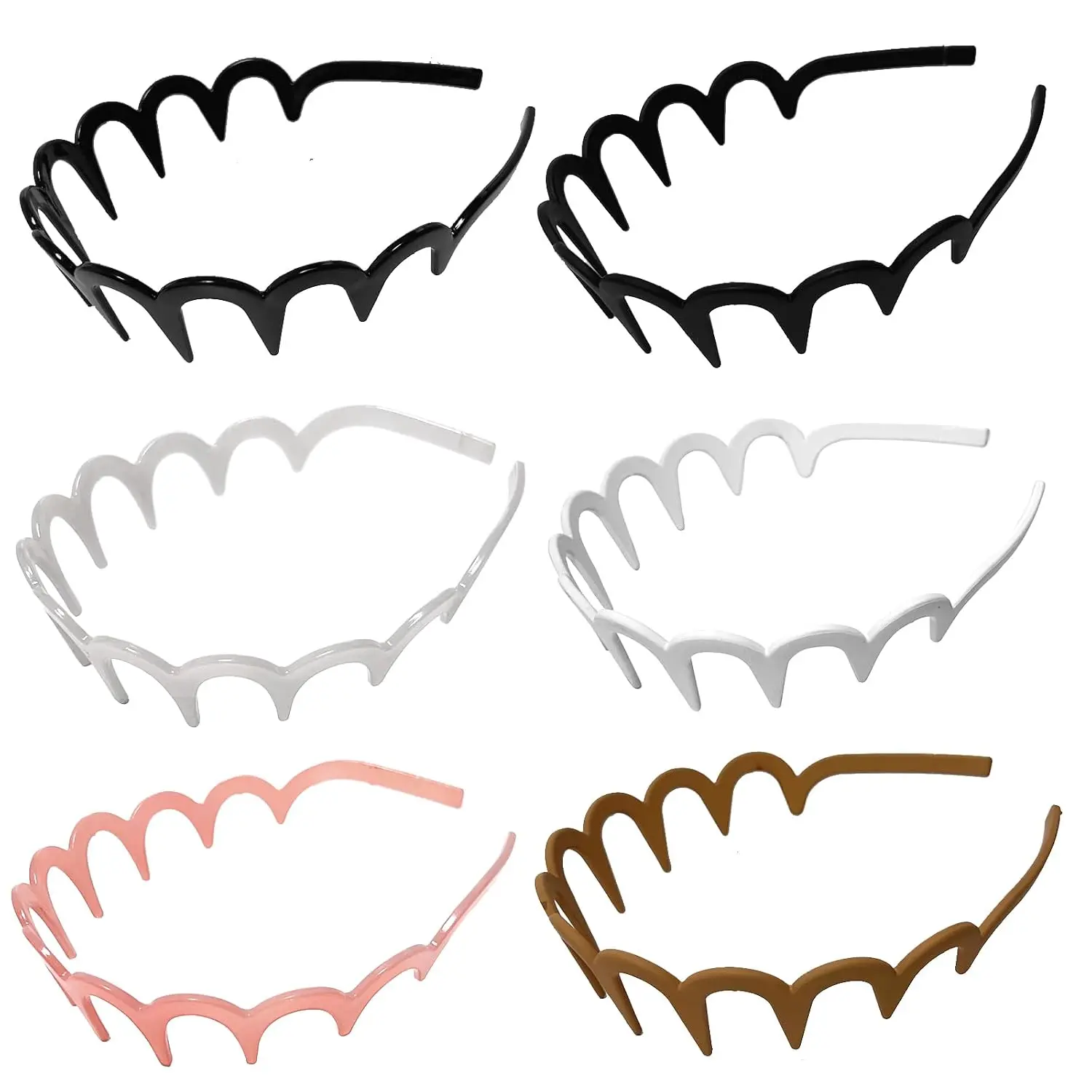 Stay Stylish 6 count Zig Zag   Headbands! Chic U Shaped Hair Bands Featuring Wavy  – Essential Hair Accessories for Women & Girls (6 Colors)