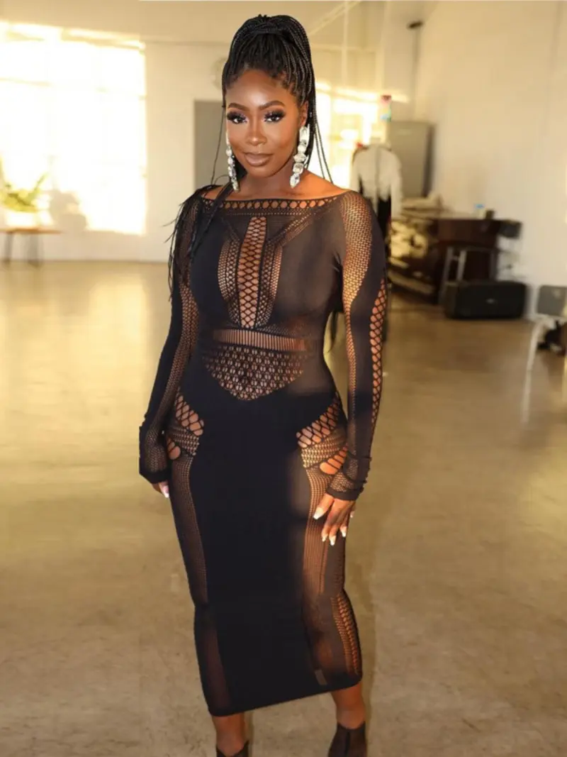 women net dresses for party wear netted dress