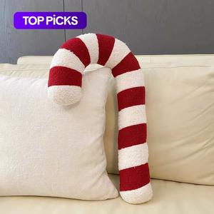 christmas decorative cushion, 1 count cute warm candy design pillow for home decoration, bedroom decor, home decor, dorm essentials