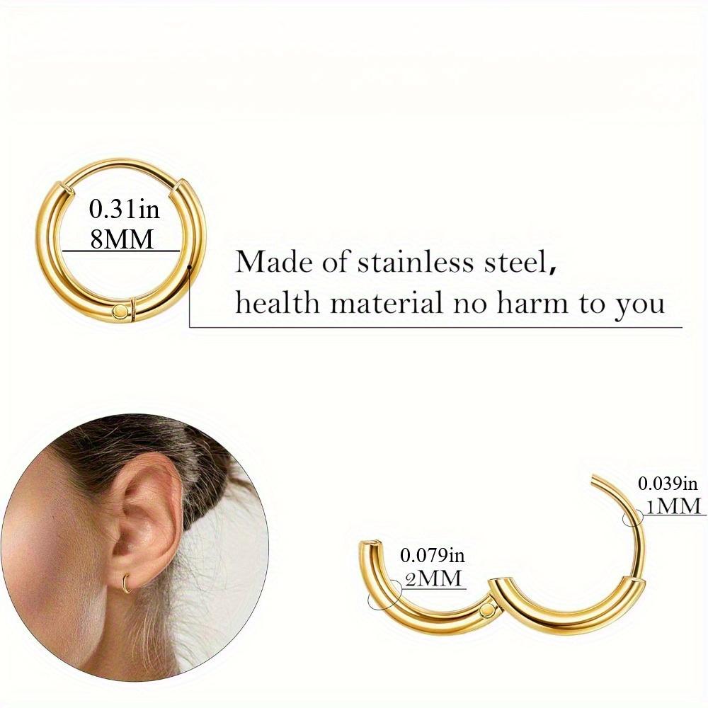 12Pairs 316L Surgical Stainless Steel Small Hoop Earrings for Men Women Hypoallergenic Huggie Hoops Cartilage Helix Tragus Lobes Hinged Sleeper Hoop Earrings Set 18G 6mm/8mm/10mm/12mm/14mm
