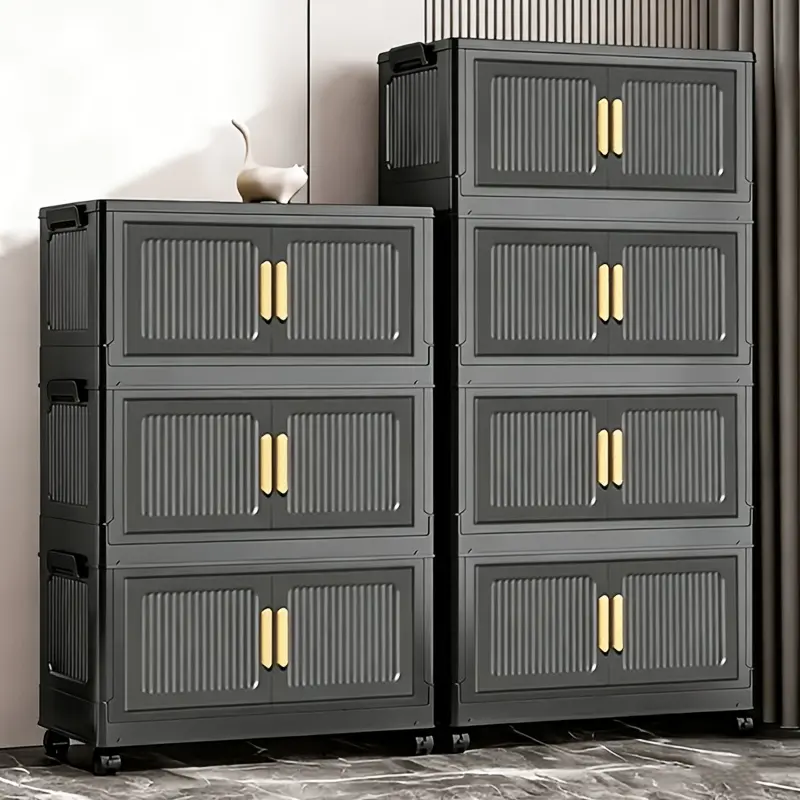 6/5/4/3-story non installation folding plastic storage cabinet, multi-layer wheeled mobile storage cabinet, household bedroom, simple bedside table, living room, balcony, miscellaneous sorting cabinet