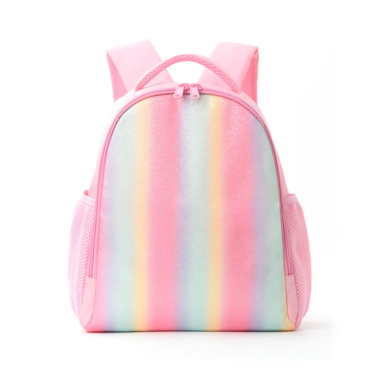 Unisex Rainbow-Striped Mini Backpack - Ultra-Small Polyester Lightweight Waterproof Casual Zip Bag for Adults, Cold Wash, Bagpack Travel