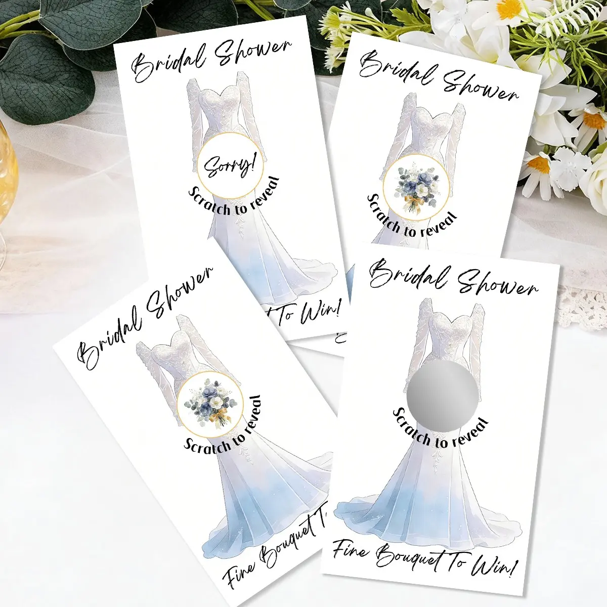 40Pcs Find the Bouquet Bridal Shower Party Scratch Off Cards, Ideal for Wedding Parties, Bachelorette Parties, Group & Family Activities, Engagement & Bridal Shower Events Creative Card Games.