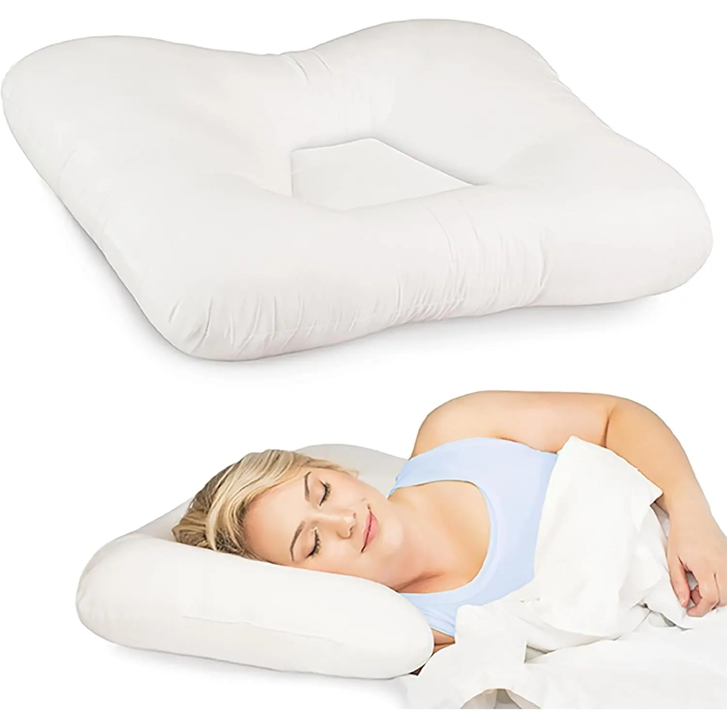 Tri-Core Cervical Support Pillow Firm Orthopedic Neck Pillow for Pain Relief Back and Side Sleepers Ergonomic Contour Pillow Assembled in USA Full Size