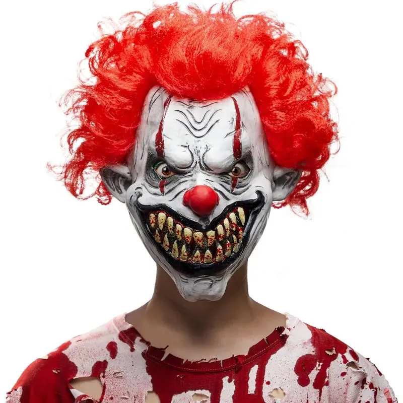 Adult Fit Creepy Halloween Evil Clown Mask - Realistic Latex Zombie Monster Face Cover for Horror Cosplay, Costume Party, Horror Wear & Festive Accessories, Creepy Mask