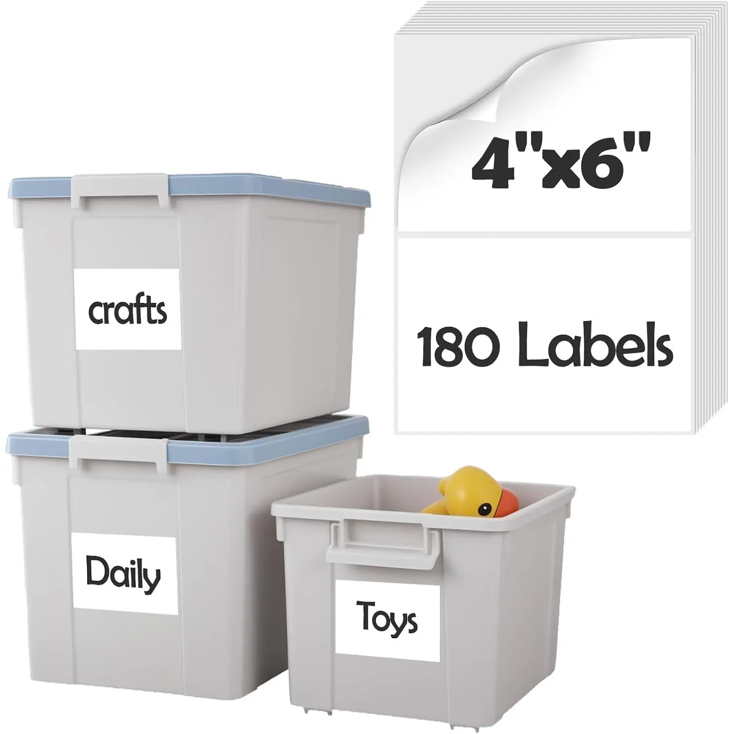 180 count 4"x6" Large Labels for Storage Bins, Removable Tote Label