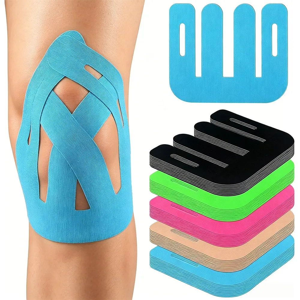 10/20/30Pcs Precut Knee Kinesiology Tape, Stretch Elastic Knee Muscle Joint Support Tape, Breathable Compression Knee Stabilizer for Men Women Daily Sports Fitness Training, Pre Cut Tapes