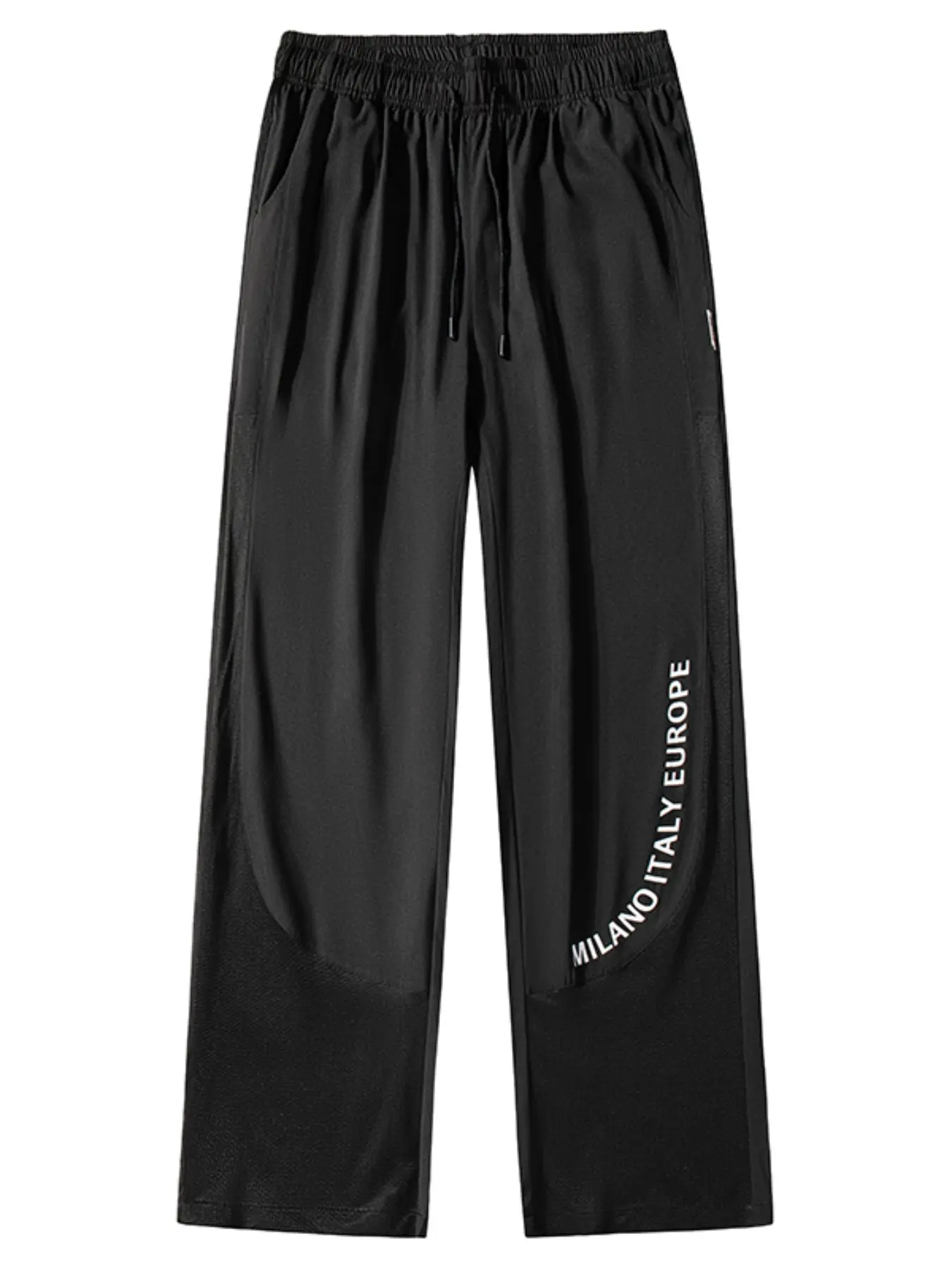 Men's Lightweight Long Pants, Casual Straight Leg, Breathable Holey Design, Adjustable Drawstring Waist, Side Pockets, Ankle Length