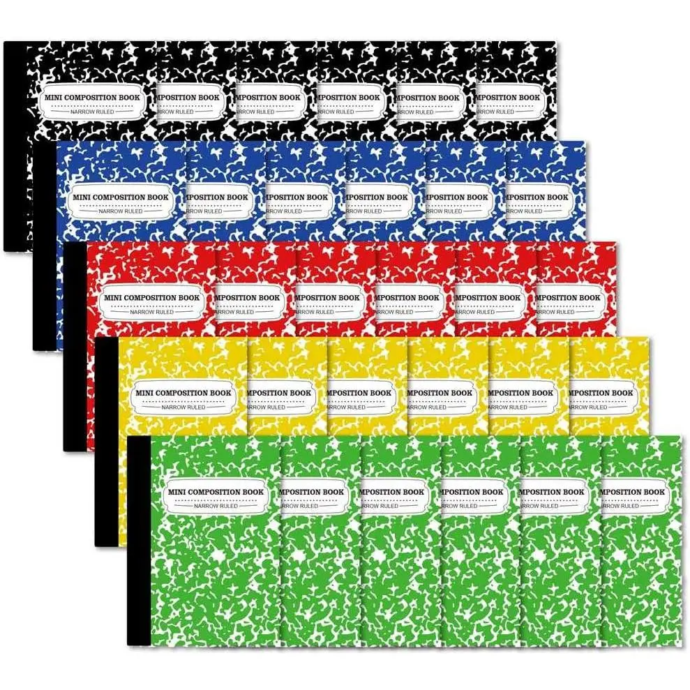 Mini Composition Notebook, Cute 30 Pack 5 Pastel Colors Narrow Ruled Mini Composition Books Bulk, Small Pocket Marble Journal Notebooks for  Students College, Pocket Size 4.5 x 3.25 in