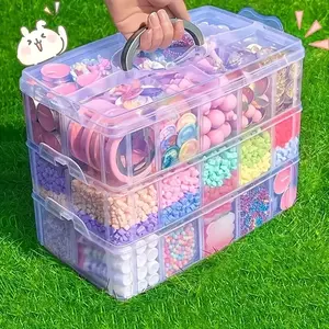 Stackable Multi-Compartment Storage Box with 18 Transparent Compartments for Small Accessories, Toy and Jewelry Organizer, Modern Design, M109 Model