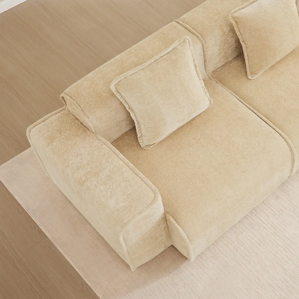 Harrison Armless Sofa Velvet Upholstered Loveseat Couch, Modern Minimalist Accent Sofa with Soft Camel Fabric, Comfy Armless Lounge Sofa for Living Room, Bedroom, Apartment, Office, Cozy Small Space Furniture, Elegant Contemporary Seating