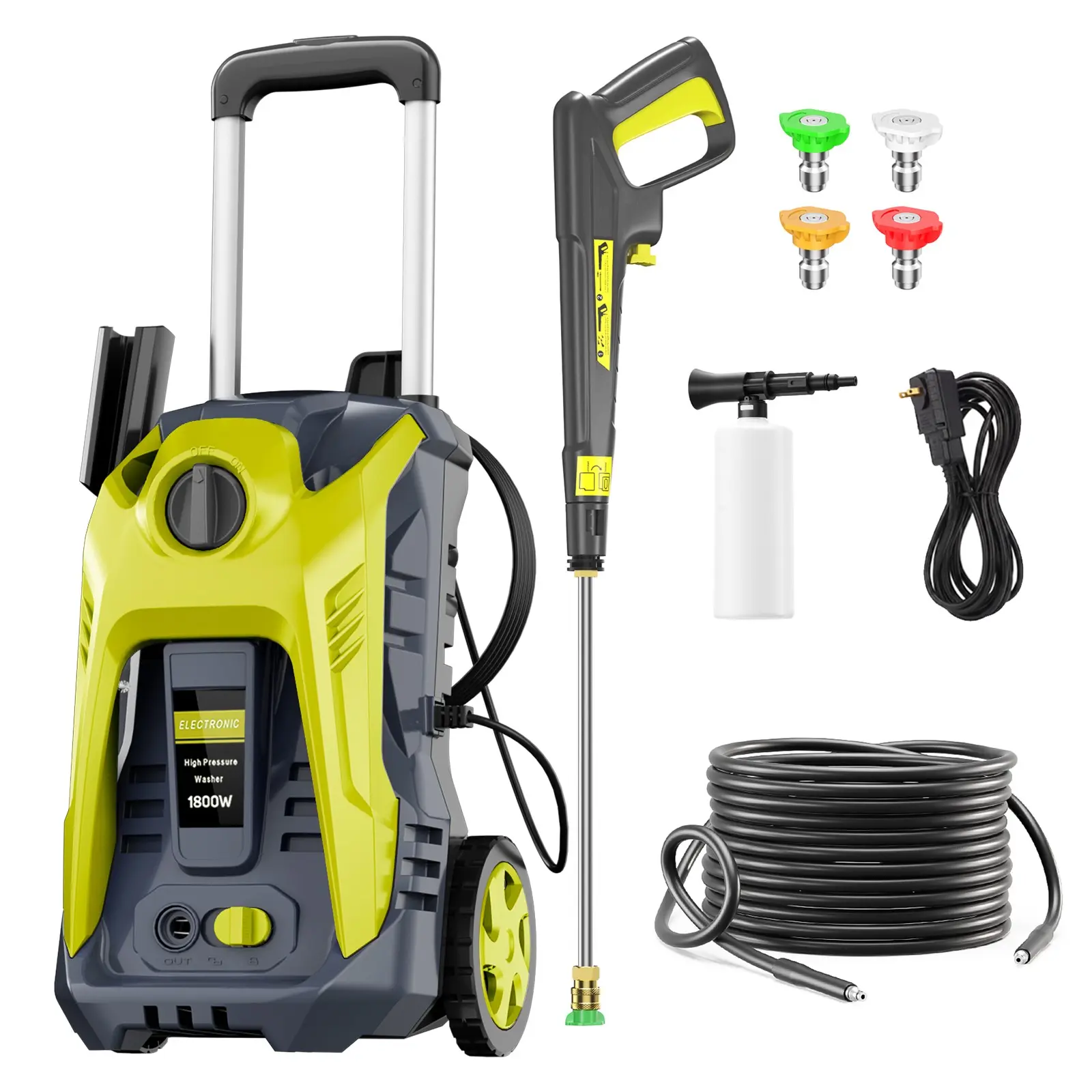 Electric Pressure Washer 5200PSI MAX 3.8GPM, High-Pressure Surface Cleaning, Multi-Purpose Cleaning Performance, with GFCI Protection, 4 Adjustable Nozzle, Stainless Steel Lance, Total Stop System for Home, Patio, Garden, Outdoor Cleaning, driveway, house