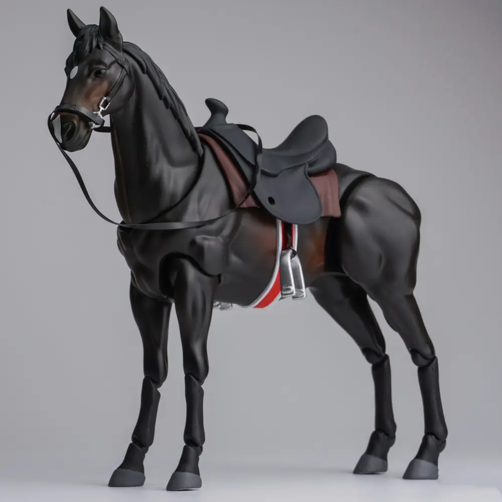 Collectible Anime Horse Figurine with Stand- Detailed PVC Model, Black Horse with Brown And Red Accents, Suitable for Home Decoration, Anime Fans And Collectors, Anime Figurine
