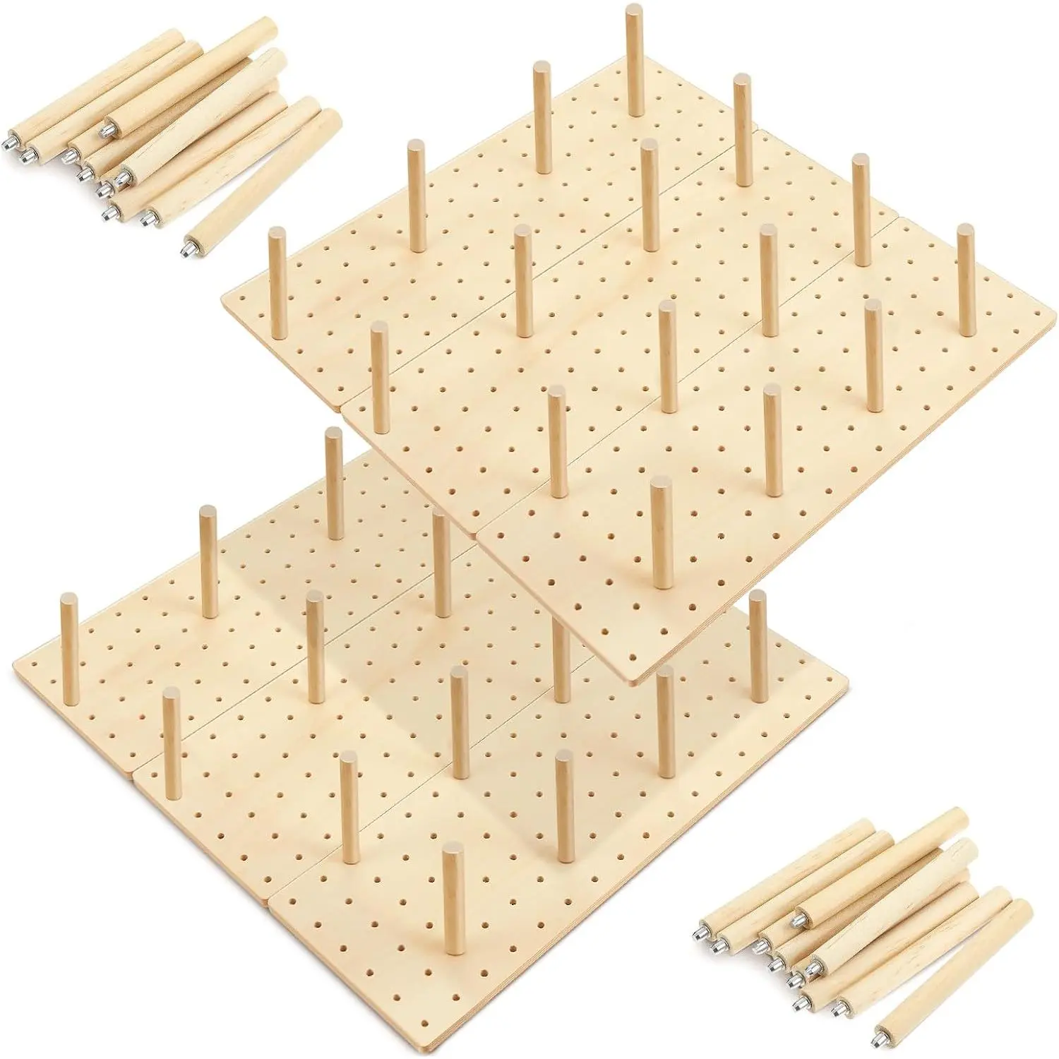 Wooden Pegboard Drawer Organizer (6-Count) - 17x5.91in Pine with 48 Adjustable Pegs, Hole Grid for Drawer Organization, Functional Decor for Kitchen Use (Dishes, Plates, Pots, Utensils)