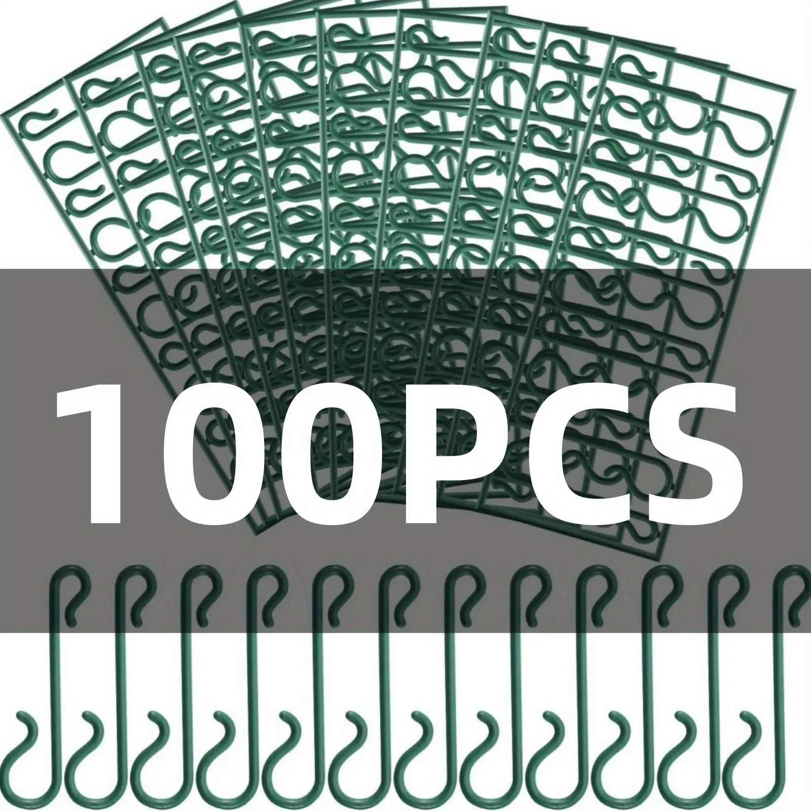 100pcs Durable Plastic Auxiliary Hooks, Christmas Decoration Hooks - Reusable Mini Decoration Hooks for Lights, Balls, etc. - Great for Holiday Decorations, Suitable for Halloween, Christmas, Easter, Christmas Party Decorations