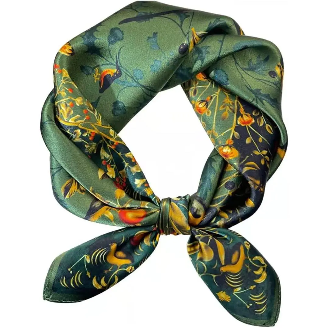 100% Silk Square Scarf 25.6 Inch Hair Neckerchief Headscarf for Women MenGift