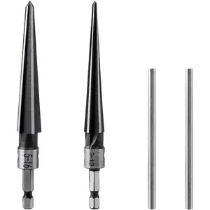 2Pcs T-Handle Taper Reamer Set 6 Fluted Chamfer Reaming Woodworking Tool for Guitar Bridge Pin Hole, 1/8"-1/2" (3-13mm) & 3/16''-5/8'' (5-16mm)