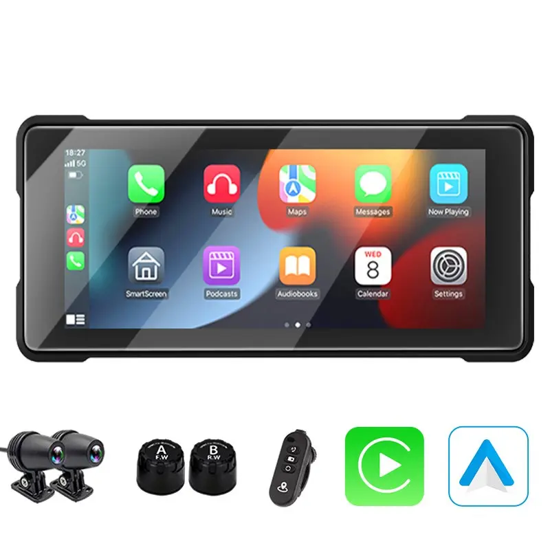 VENBES 6.86-Inch Motorcycle Navigation GPS Display, Wireless Carplay Android Auto, Waterproof Touchscreen, Bluetooth-compatible Voice Control TPMS