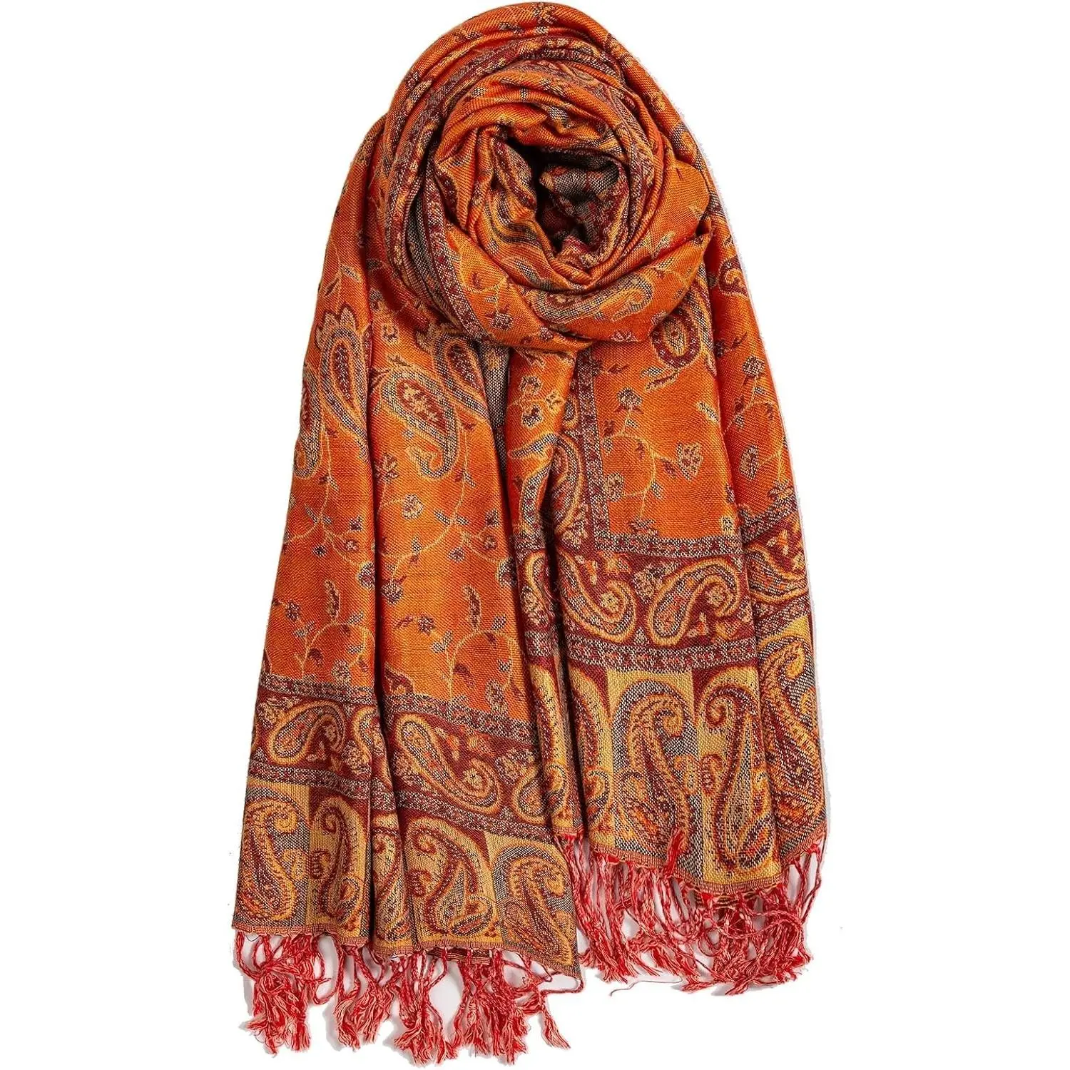 Pashmina Feel Rave Scarf for Men and Women - Reversible Wrap with Silky Softness, Fringe, Viscose Acrylic, Festival ReadyGift
