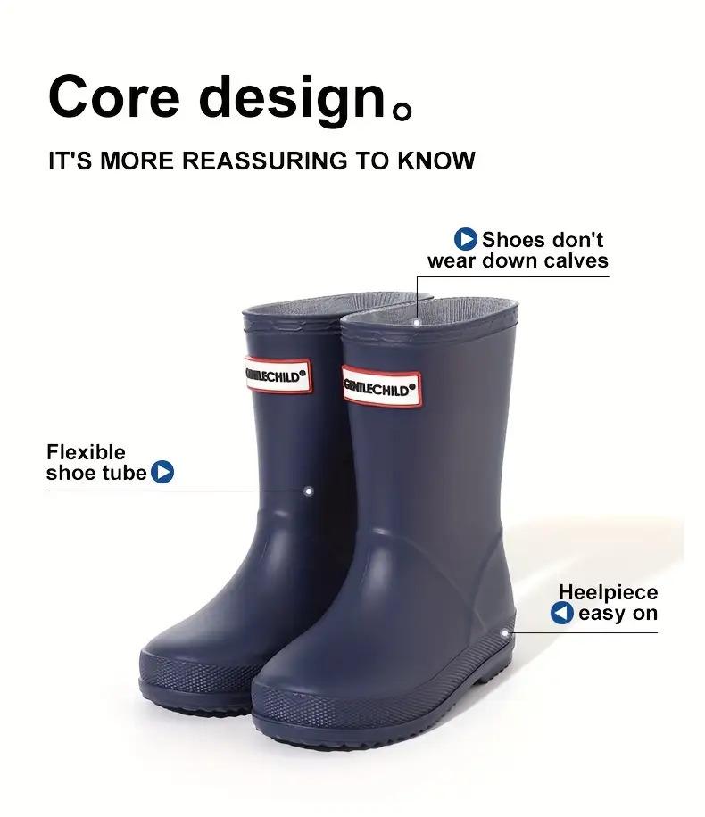 [Soft Rubber Rain Boots] Lightweight Rain Boots |           Boys Outdoor Simple Boots 2-8 Years Old Kindergarten Students Soft Non-Slip All-Season High-Quality Shoes School Day Camping Beach Garden Play Integrated Design Keep Feet Dry