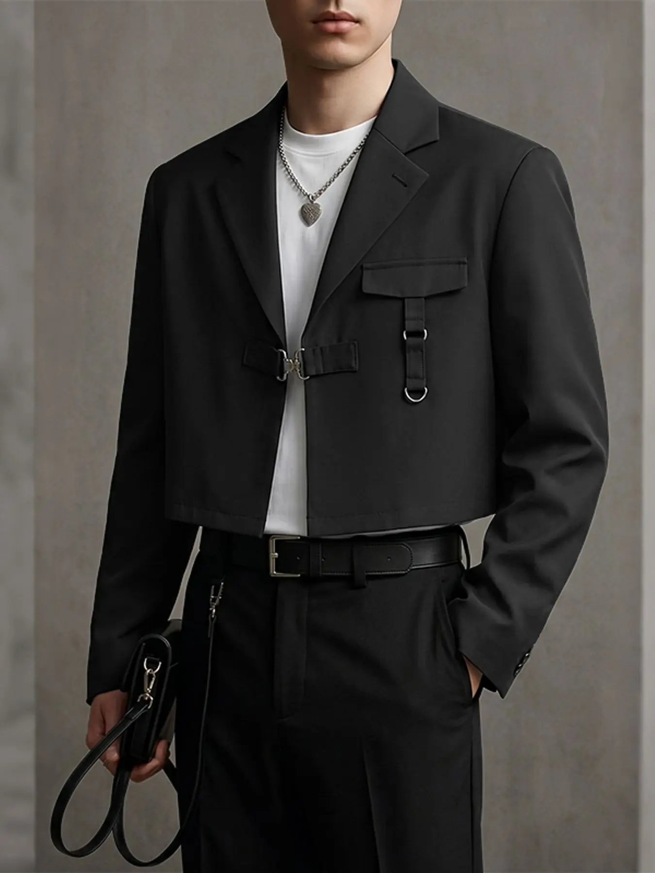 INCERUN Men's Casual Fashion Suit, Metal Button Loose Short Jacket, Perfect for Daily Wear, Stylish and Comfortable, Ideal for Everyday