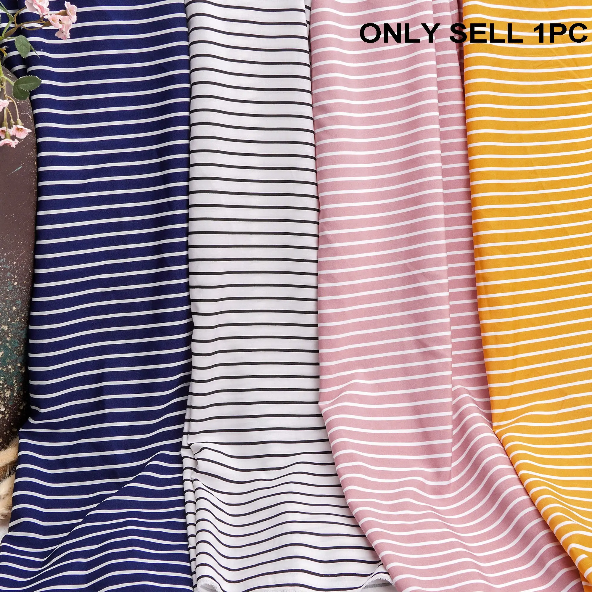 Elastic Striped Print Fabric, Durable Fabric, Classic Stripes, Suitable for Women's Clothing, Headwear, Hair Accessories, Spring Summer Style