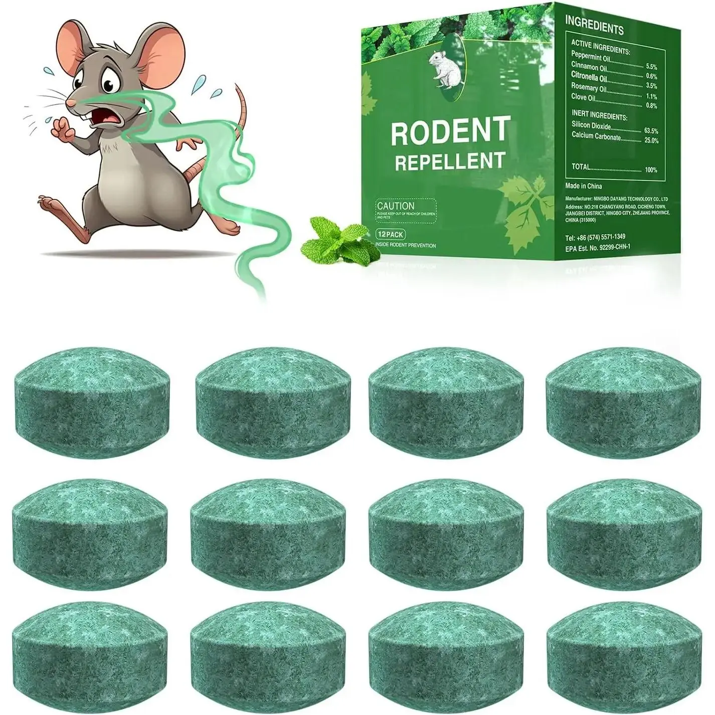 12-Pack Natural Non-Toxic Peppermint Oil Pest Repellent - Home Pest Control Solution, Eco-Friendly, Long-Lasting Scent for Mice & Ants Deter, Multi-Pest Repel, Rats & Roaches Repel - Indoor/Outdoor Money-Saving Supply