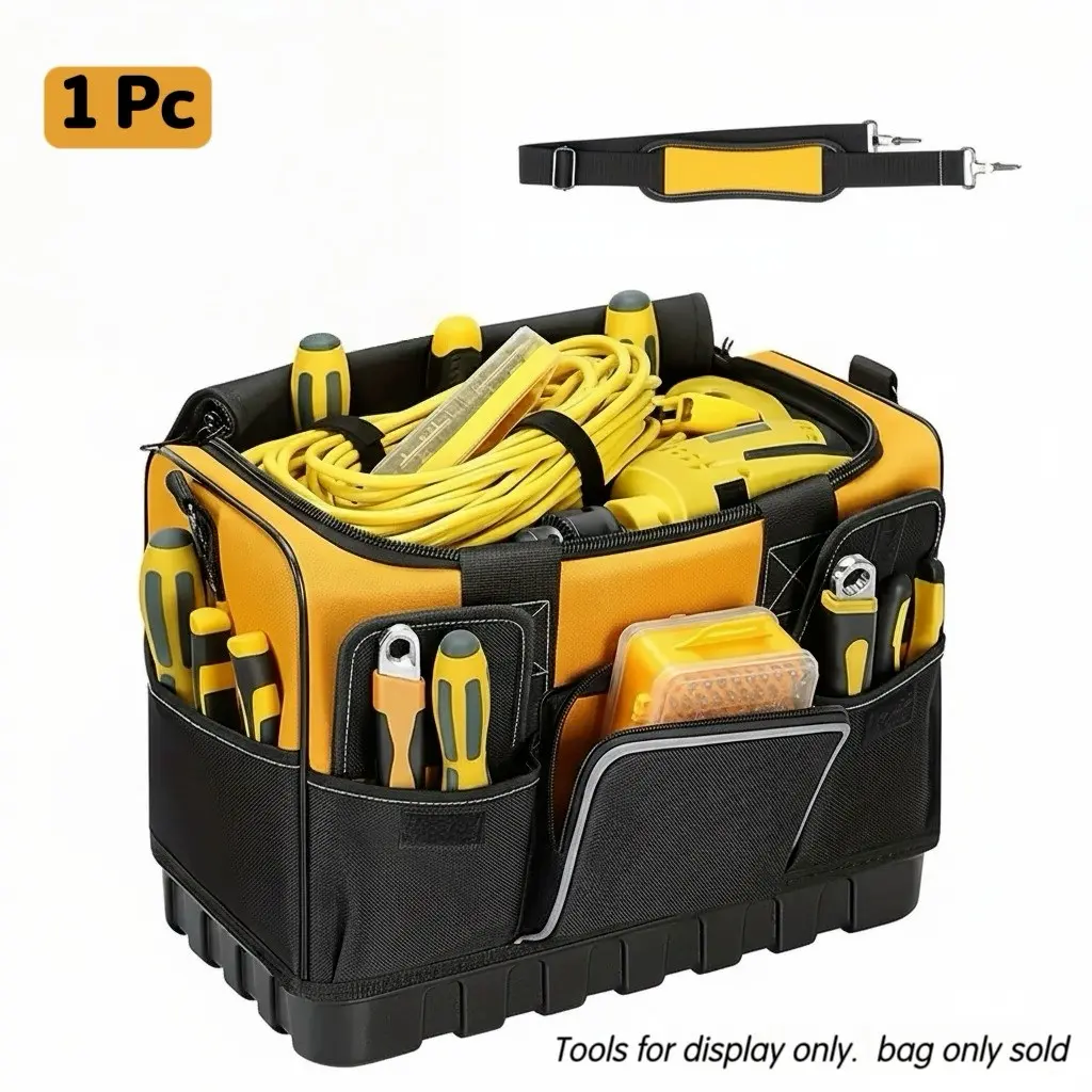 18 Inch Tool Bag, Large Capacity Waterproof Oxford Fabric, Detachable Shoulder Strap, Ideal for Electricians, Woodworkers, Plumbers, Mechanics, DIY Enthusiasts
