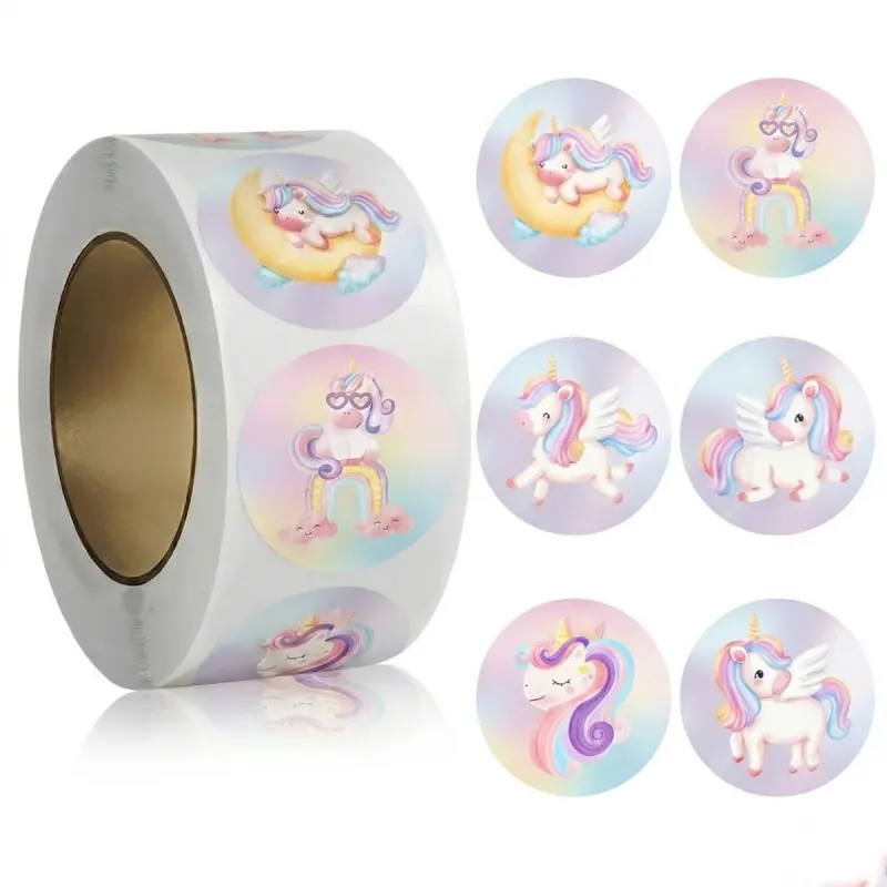 500pcs Cute Magical Unicorn Stickers, Removable Paper Decals, Anime Theme, for Water Bottles, Laptops, Journals, Classroom Rewards, Party DIY, Seal Stickers