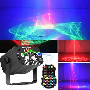 DJ party lighting stage laser - Aurora pattern 3-in-1 RGB disco stroboscopic light remote control projector Indoor bedroom home theater ceiling room decoration Magic corridor Karaoke dance Birthday Christmas Holiday atmosphere light