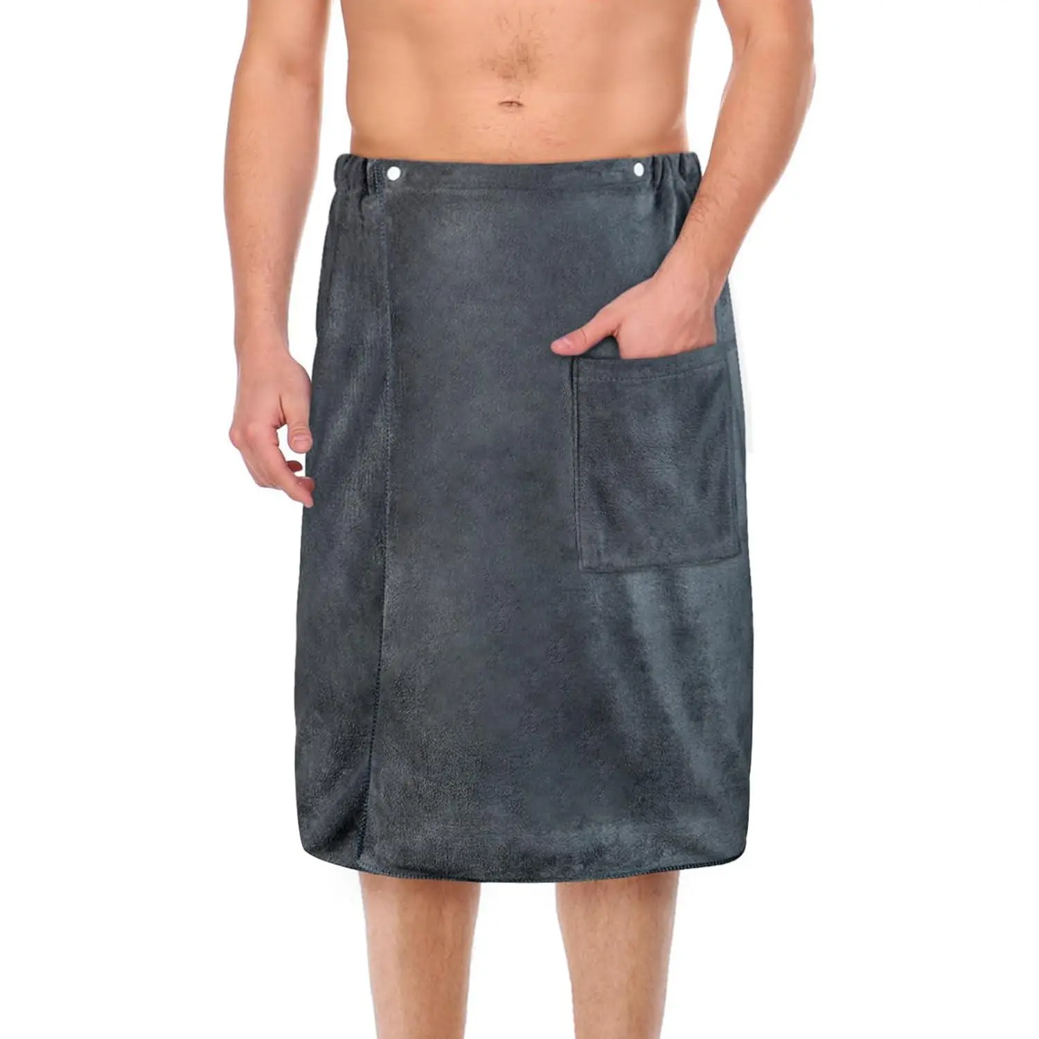 70CM X 140CM Men's Bath Towel, Quick Dry Microfiber, Adjustable Body Wrap for Men, Can be Used in Spa, Shower, Bath and Gym, Grey