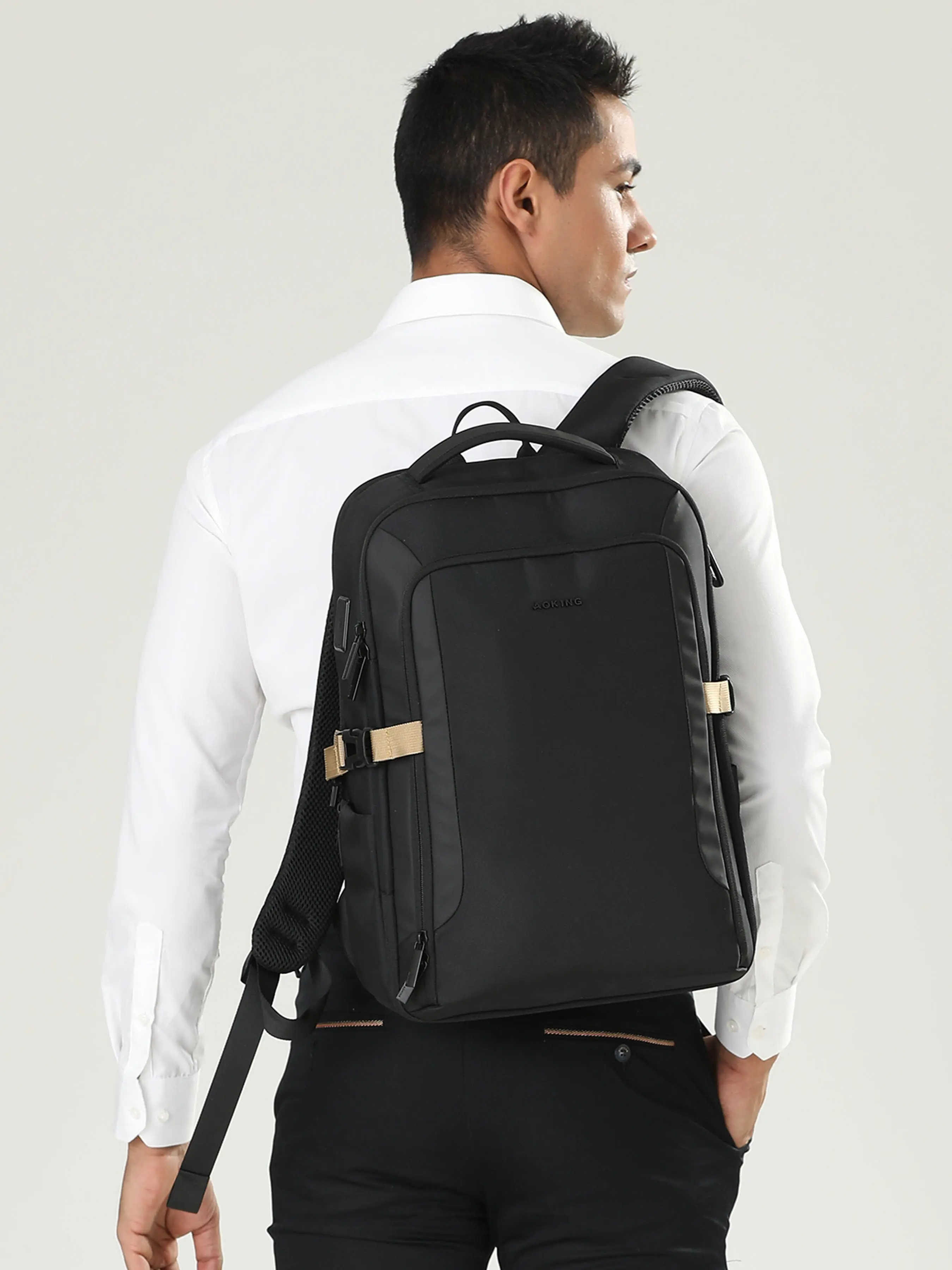 Aoking Waterproof Backpack, Durable Casual Laptop Bag for Men and Women, Large Capacity Computer Backpack for 15.6-Inch Laptops