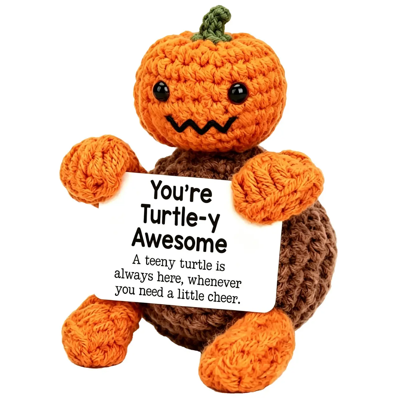 Handmade Positive Affirmation Crochet Turtle - Halloween Cute Mini Emotional Animal, Amigurumi Gift, Sentimental Gift for Daughter, Daughter-in-Law, Birthday, Christmas Keepsake for Emotional Support and Love