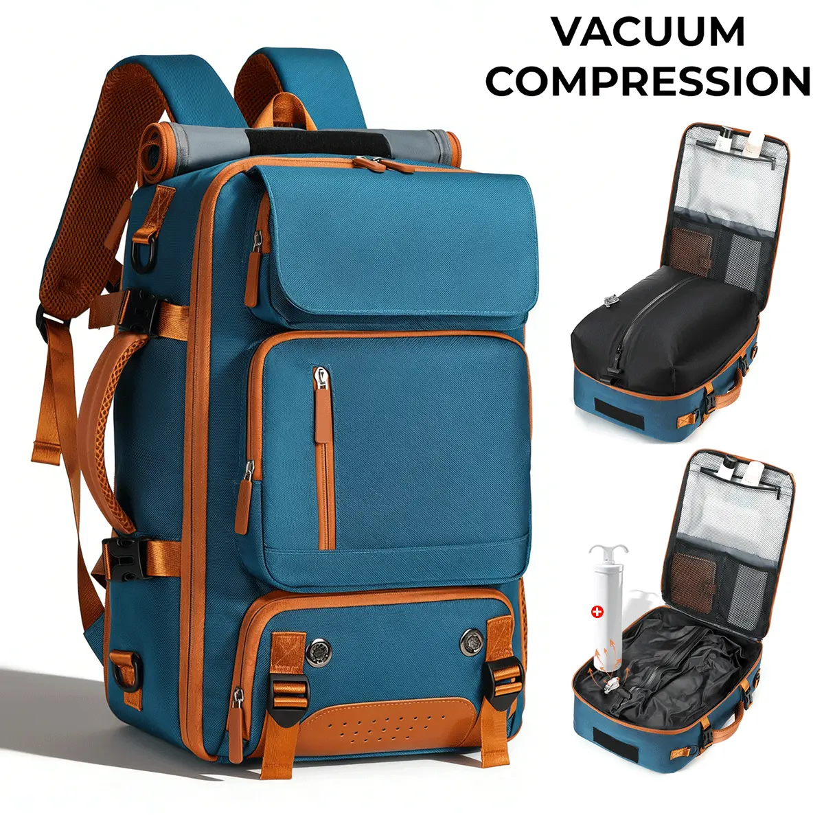 Men's lightweight travel bag, vacuum-sealed backpack, outdoor sports multi-functional computer bag, vacuum compression bag with large capacity, can be worn crosswise and carried as a shoulder bag or backpack