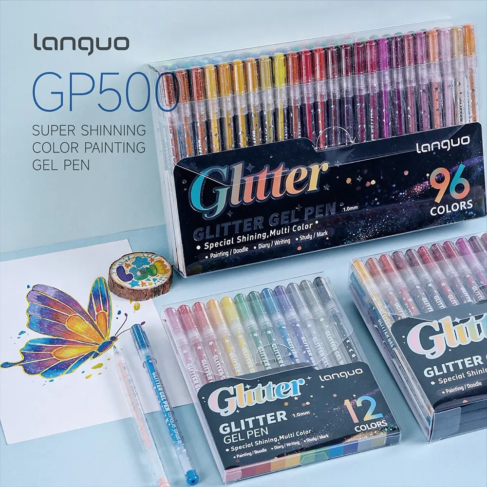 High-Light Glitter Gel Pen, 96/48/12 Colors Available, 1.0mm Bold Tip, Vibrant Ink, Dreamy Sparkle Effect, Essential for Back-To-School, Meets Various Drawing Needs