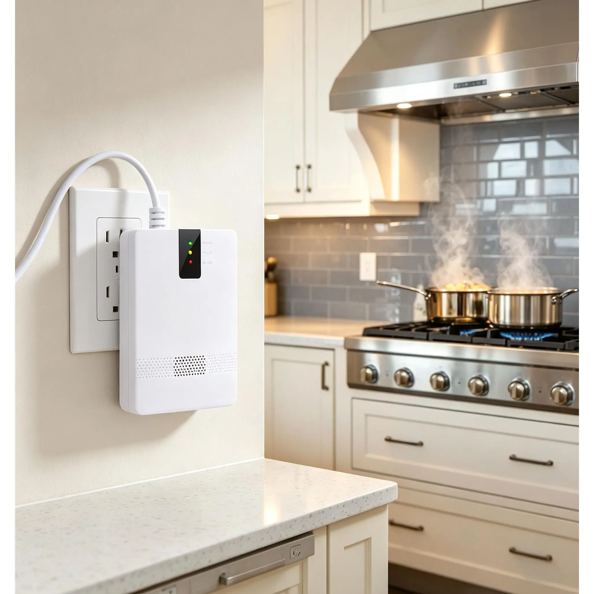 Protect Your Family! US Plug Gas Leak Alarm Sensor, Fast Response Detector, AC 100-240V Powered, Ideal for Detecting Propane & Natural Gas Leaks