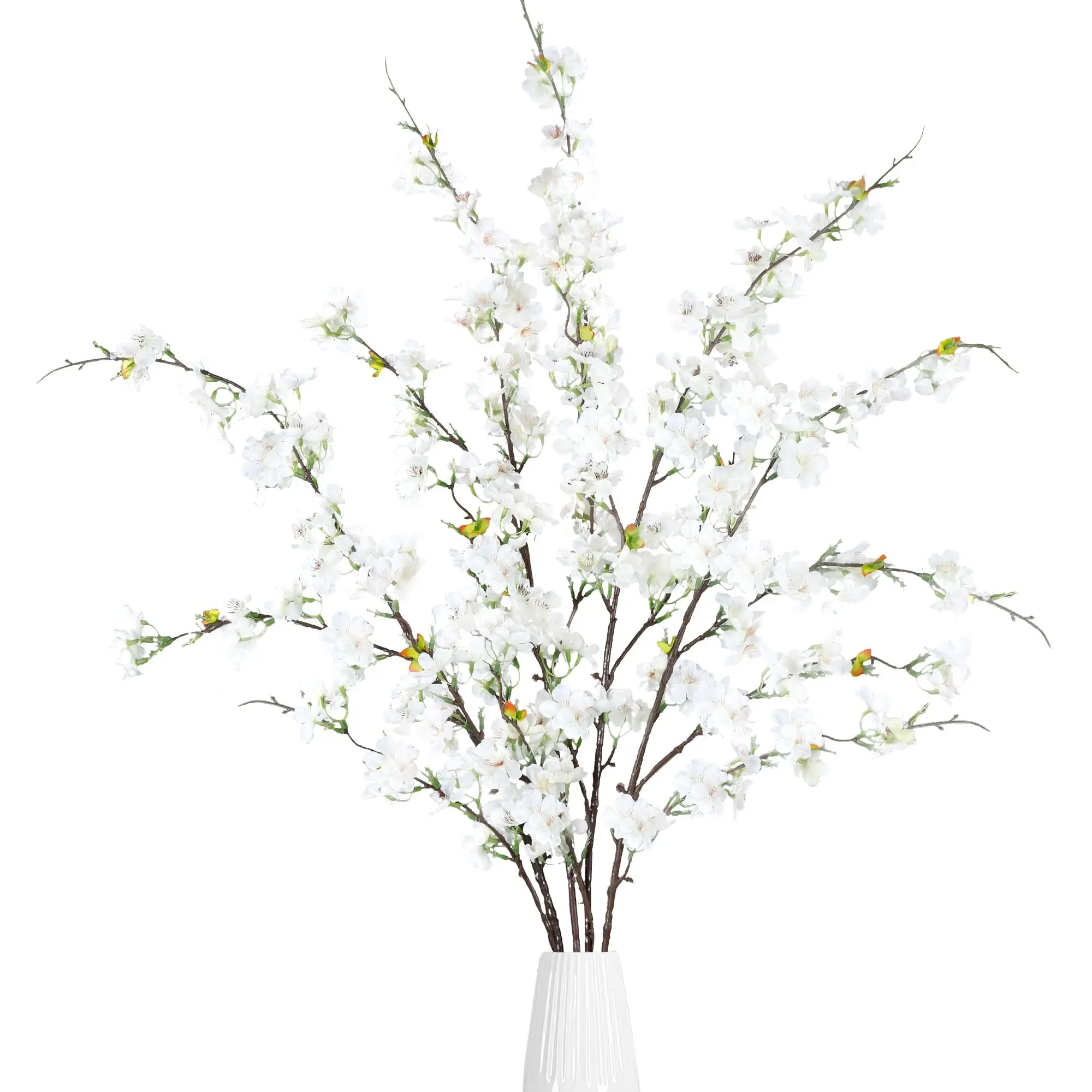 Artificial Cherry Blossom Flowers 4 Pcs Faux Cherry Blossom Stems Faux Silk Cherry Blossom Branches 43" Fake Flowers Long Stems for Vase Arrangements Home Wedding Table Decor