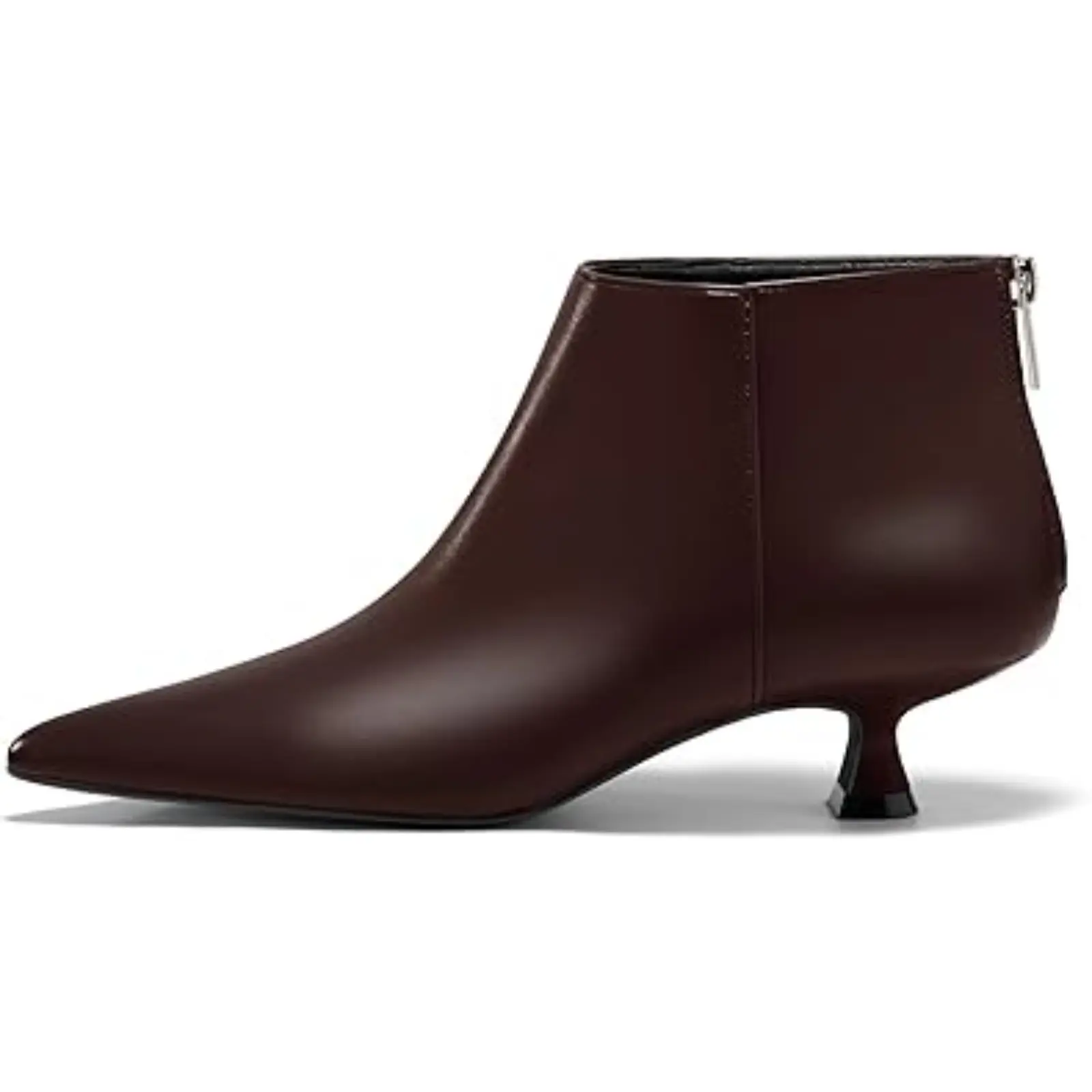 Coutgo Womens Kitten Low Heel Booties Pointed Toe Short Ankle Boots Back Zipper Fall Shoes