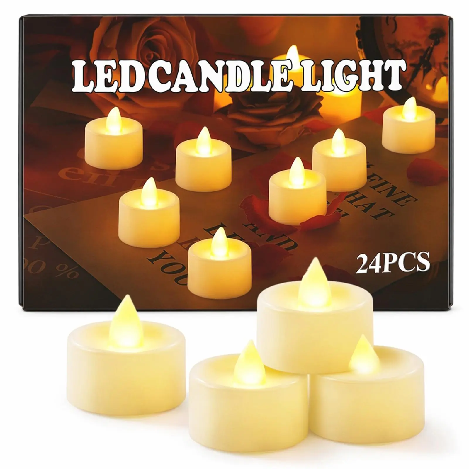 LED Electronic Candle Lights, Cozy Lighting Lights, Battery-Operated Remote-Controlled LED Candle Set for Home, Wedding and Party Decor Indoor Decorative Light, LED Candle Lamp,24PCS