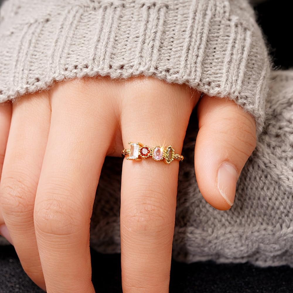 Fashion Colorful Artificial Zircon Decorated Ring, Elegant Glittering Ring, Elegant Rhinestone Decor Jewelry for Women,fashion Jewelry for Party, Daily Clothing Decor, Trendy All-match & Exquisite Jewelry for Birthday Gift