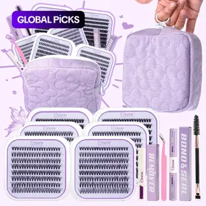 False Eyelashes Kit, DIY Eyelash Extensions Set with Mixed Length 8-18mm Lashes, Bond & Seal, Brush, Tweezers & Makeup Bag, Eye Makeup Accessories, Cosmetic #TOP PICKS