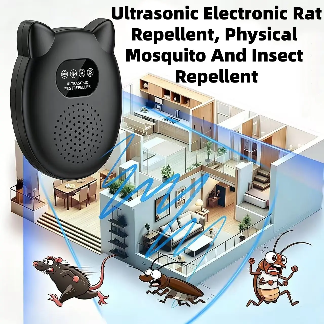 Ultrasonic Electronic Rat Repellent, Effective Pest Repellents for Mosquitoes, Cockroaches, Rats, Ants, Spiders, Ideal for Homes, Kitchens, Offices