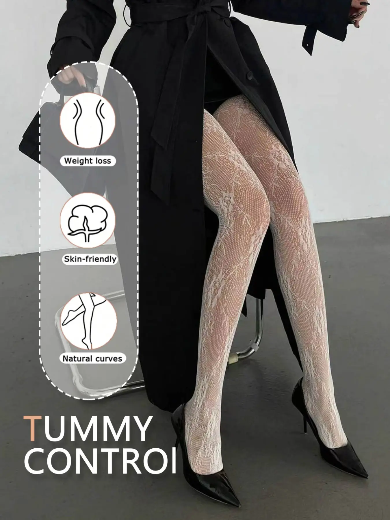 Women's Vintage Floral Lace Fishnet Pantyhose, Hollow Out Transparent Rose Pattern Mesh Stockings, Soft High Elastic Anti-Pull Party Wear