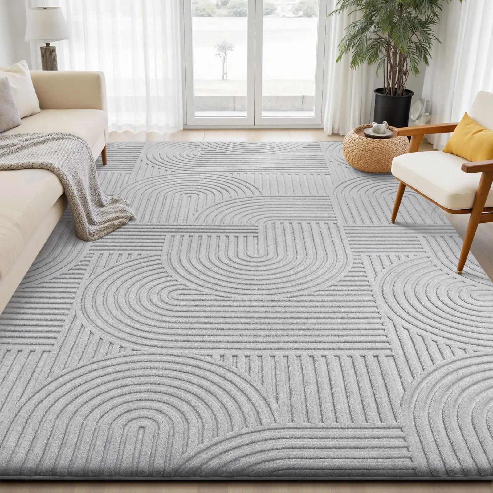 FAMVAL Luxury Thick Fluffy Modern Area Rug - Home Decor Decorative Indoor Geometry Rug, Machine Washable Non-Slip Large Carpet for Living Room, Bedroom, Home Decor Rug, Decorative Area Rug