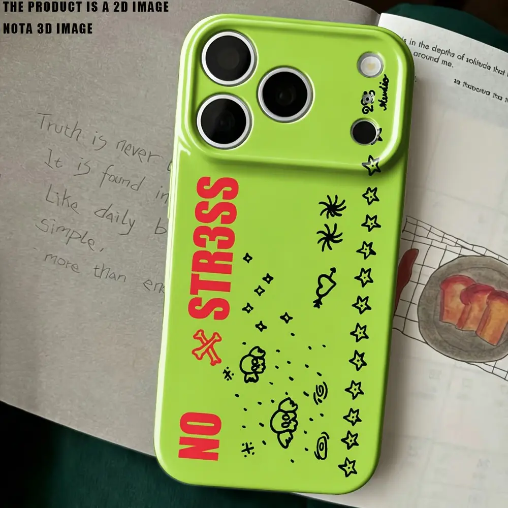 New Hot 'no Pressure' Slogan 2D Print Phone Case, Film Precision Hole, Buffer Protection, Anti-Yellowing, for iPhone & Samsung